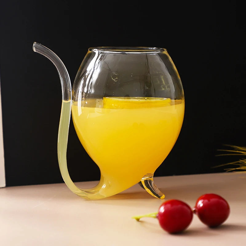 1 peça taça de vidro de alta qualidade para vinho, uísque, tubo criativo para beber suco, canudo de vinho resistente ao calor casa cozinha decoração