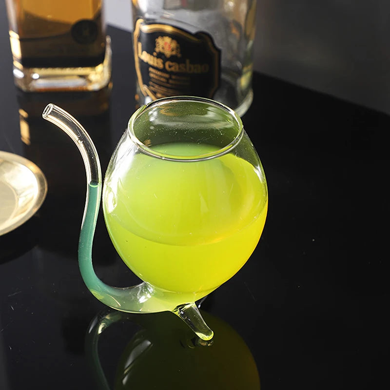 1 peça taça de vidro de alta qualidade para vinho, uísque, tubo criativo para beber suco, canudo de vinho resistente ao calor casa cozinha decoração