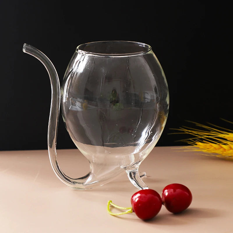 1 peça taça de vidro de alta qualidade para vinho, uísque, tubo criativo para beber suco, canudo de vinho resistente ao calor casa cozinha decoração