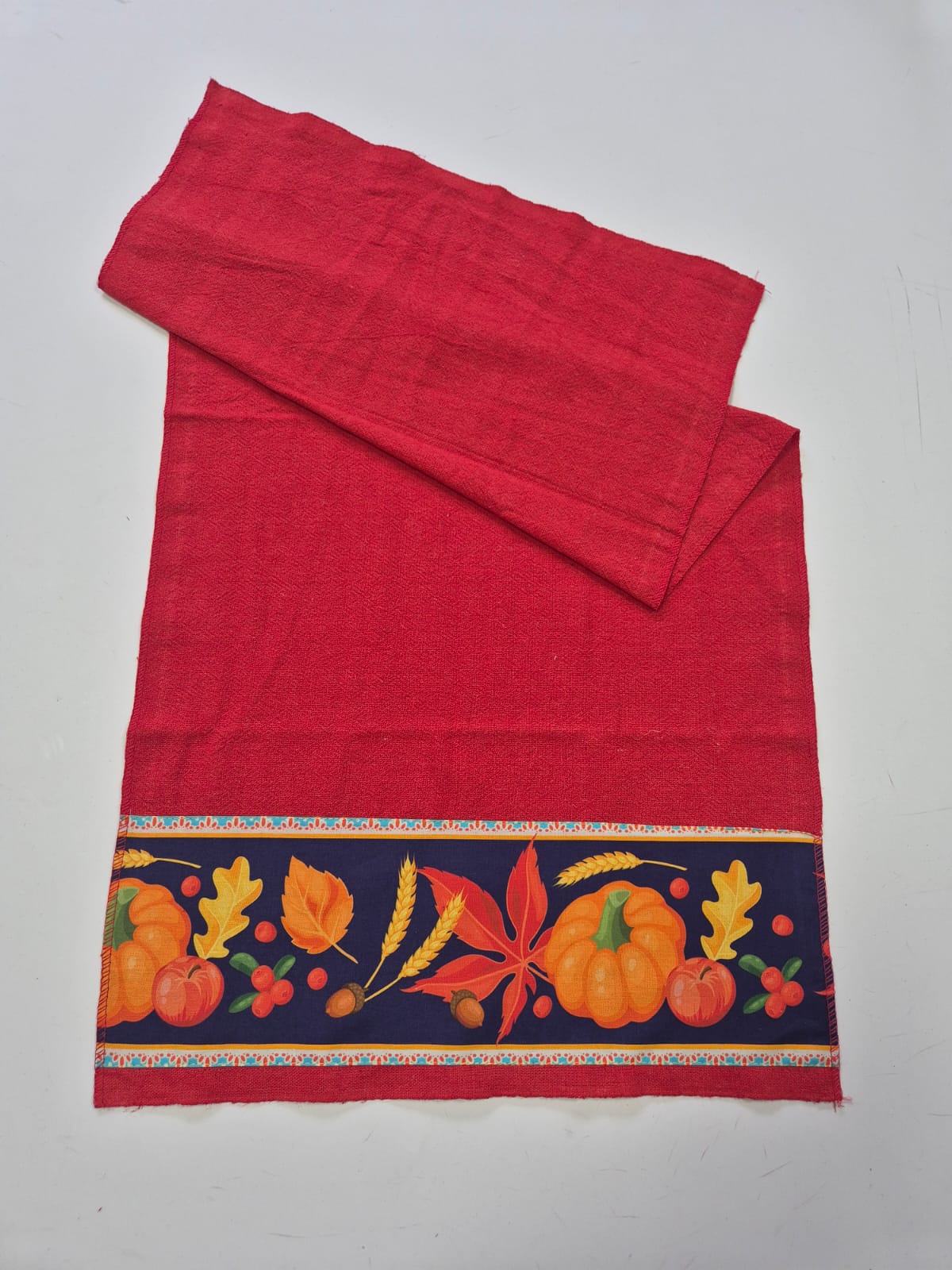 Kits de 3 Panos de Prato, 100% Algodão Vermelho Barrado de Verduras e Legumes, 70X40 cm - Doca Express