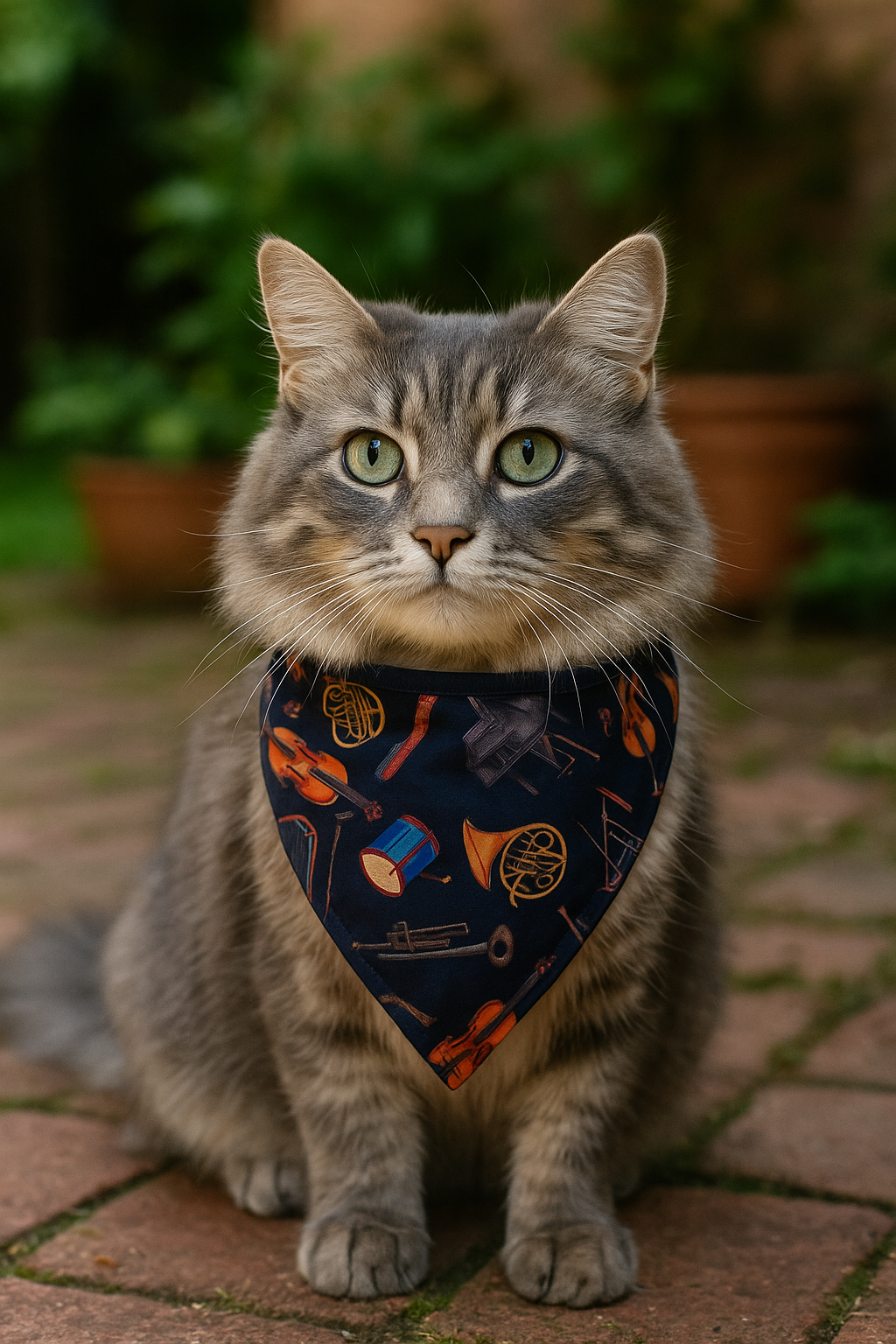 Bandana Pet para Cachorros e Gatos - Dupla Face - Coleção Melodia - Estampa Digital de Instrumentos Musicais - Acessório Pets - Confortável Ajustável e Lavável - Moda Pet Estilosa para Passeios e Fotos - Doca Express