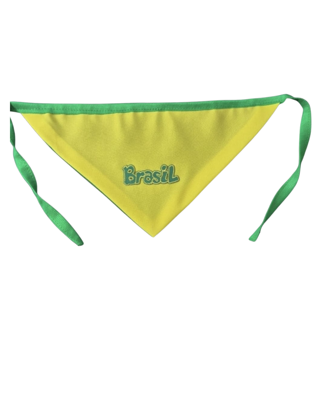 Bandana pet Brasil amarela bordada modelo Bordado Soft para cachorro e gato