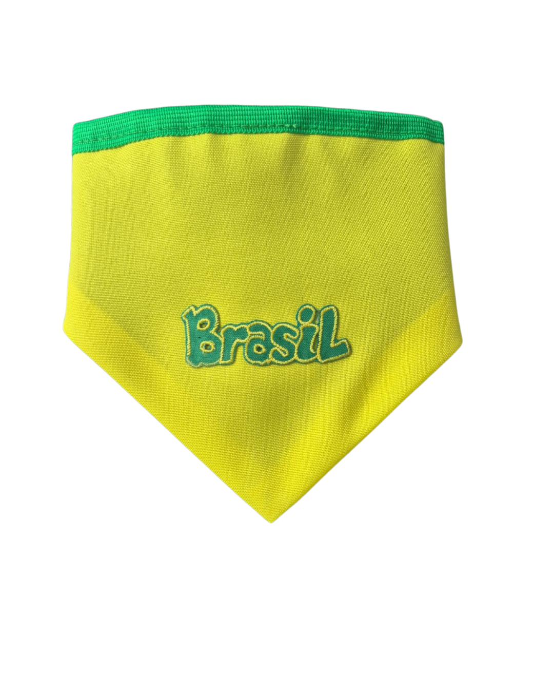 Bandana pet Brasil amarela bordada modelo Bordado Soft para cachorro e gato