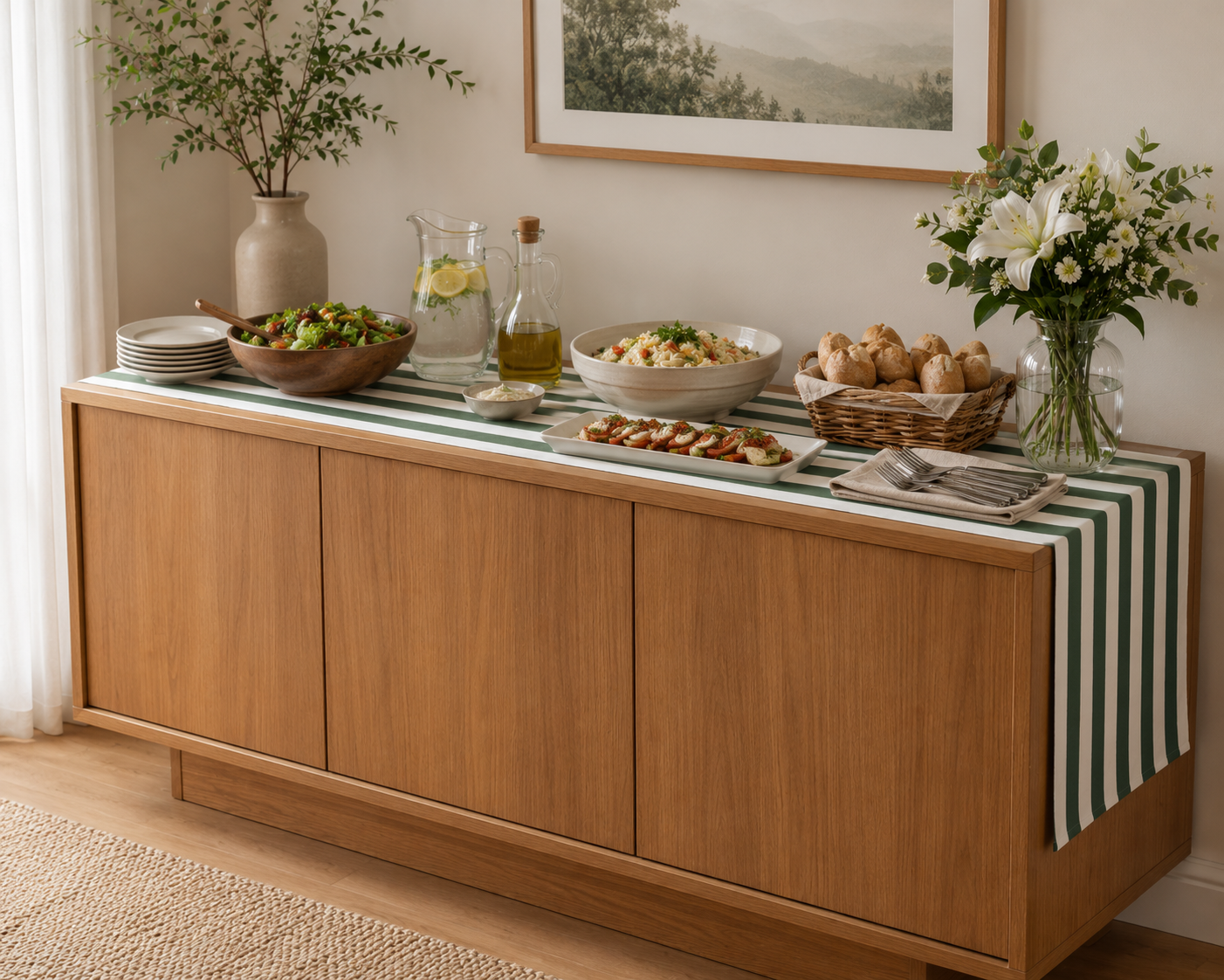 Caminho de mesa 50x200 cm para buffet e aparador moderno
