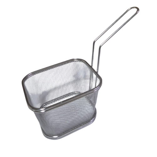 Cestinha de Fritura em Aço Inox 11×13×8cm | Mini Cesta Gourmet para Porções – Batata Frita - Frango - Legumes - Doca Express