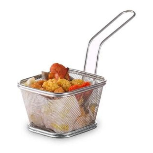 Cestinha de Fritura em Aço Inox 11×13×8cm | Mini Cesta Gourmet para Porções – Batata Frita - Frango - Legumes - Doca Express