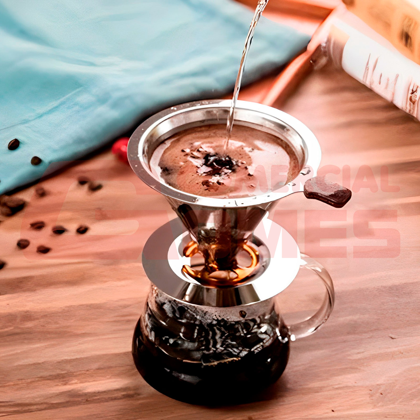 Coador de Café Inox Reutilizável 12x10cm – Filtro Permanente em Aço Inoxidável com Base Antiderrapante – Sustentável, Lavável e Sem Papel