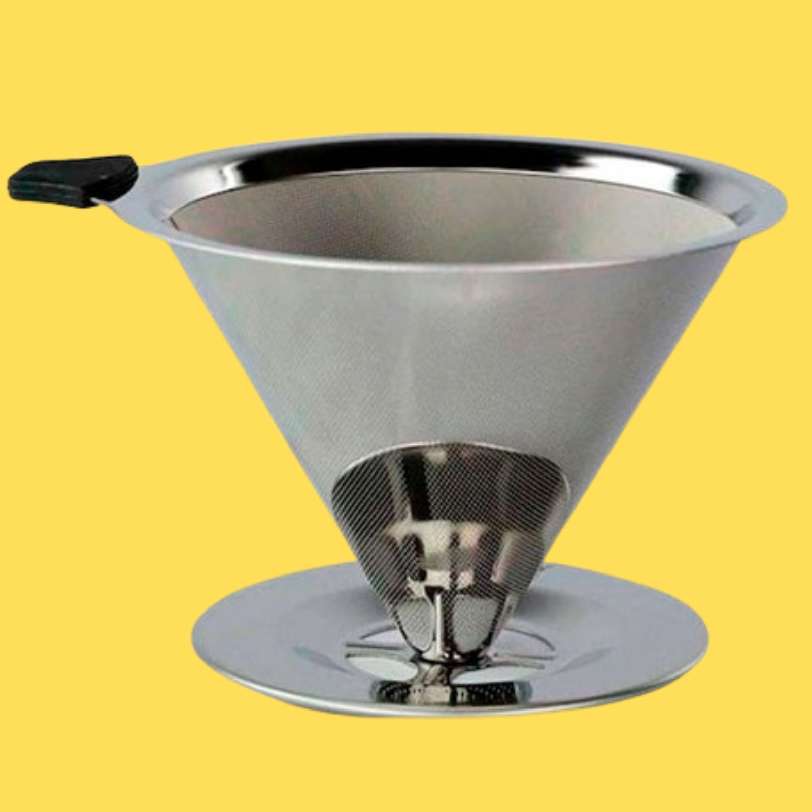 Coador de Café Inox Reutilizável 12x10cm – Filtro Permanente em Aço Inoxidável com Base Antiderrapante – Sustentável, Lavável e Sem Papel