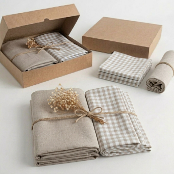 Kit Mesa Posta Provençal Premium com caminho de mesa em Oxfordine e 4 guardanapos coordenados na mesa posta elegante.