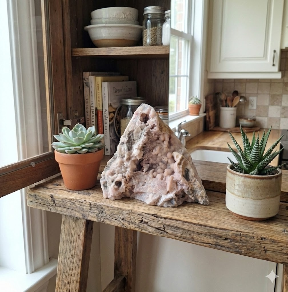 Peça Decorativa em Calcedônia Botrioidal Natural (1,455 kg) – Mineral Autêntico para Sala, Escritório e Ambientes Sofisticados - Doca Express