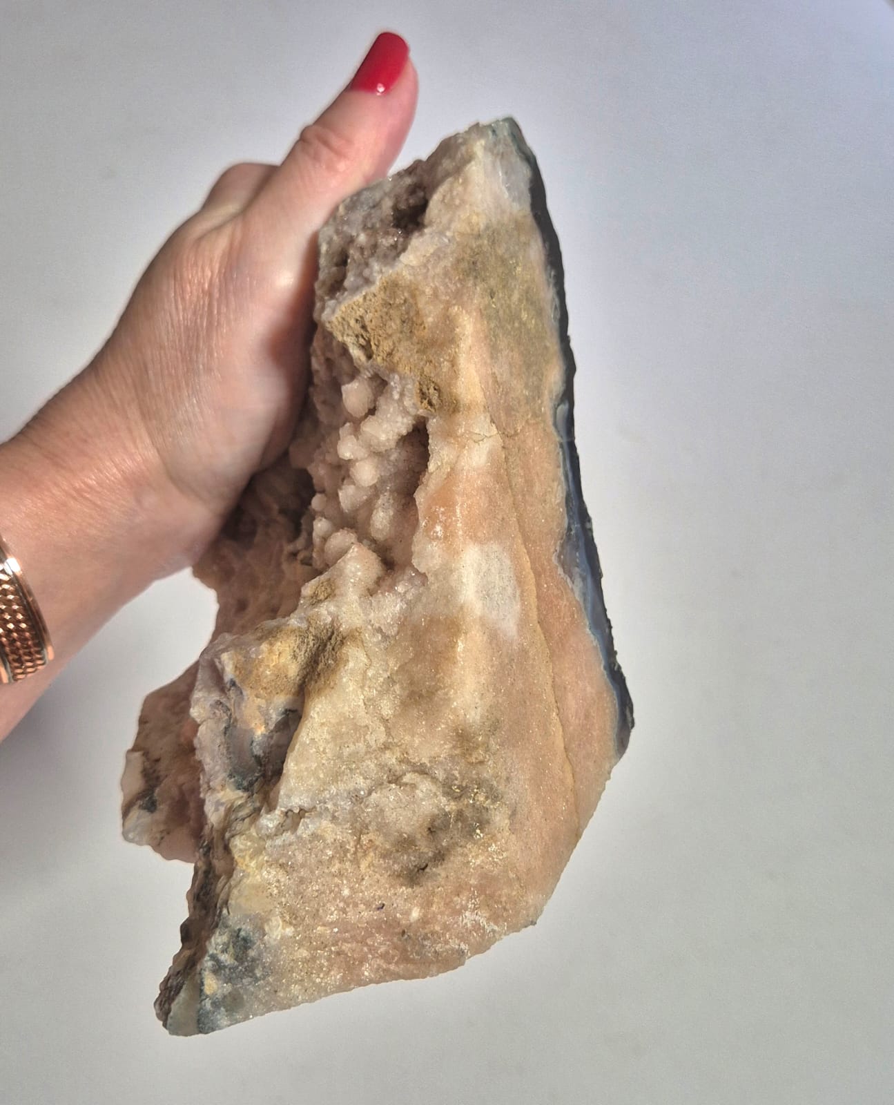 Peça Decorativa em Calcedônia Botrioidal Natural (1,455 kg) – Mineral Autêntico para Sala, Escritório e Ambientes Sofisticados - Doca Express