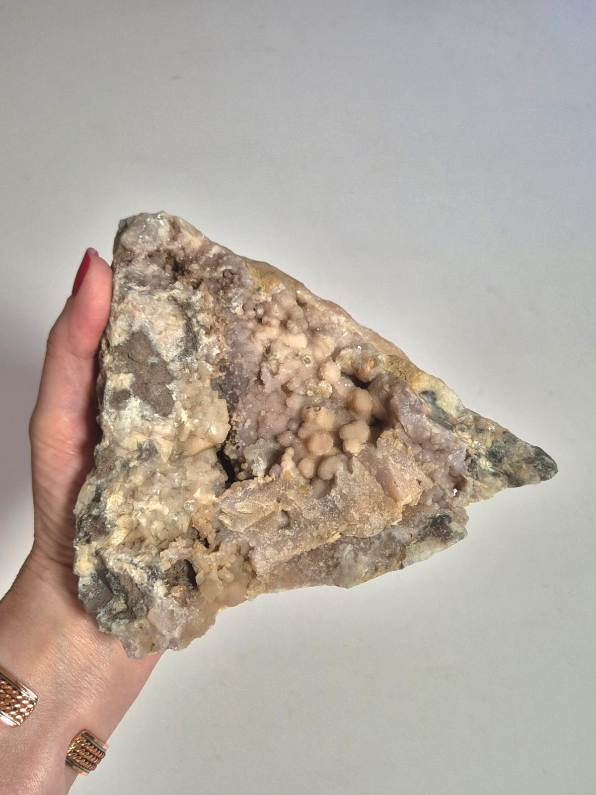 Peça Decorativa em Calcedônia Botrioidal Natural (1,455 kg) – Mineral Autêntico para Sala, Escritório e Ambientes Sofisticados - Doca Express