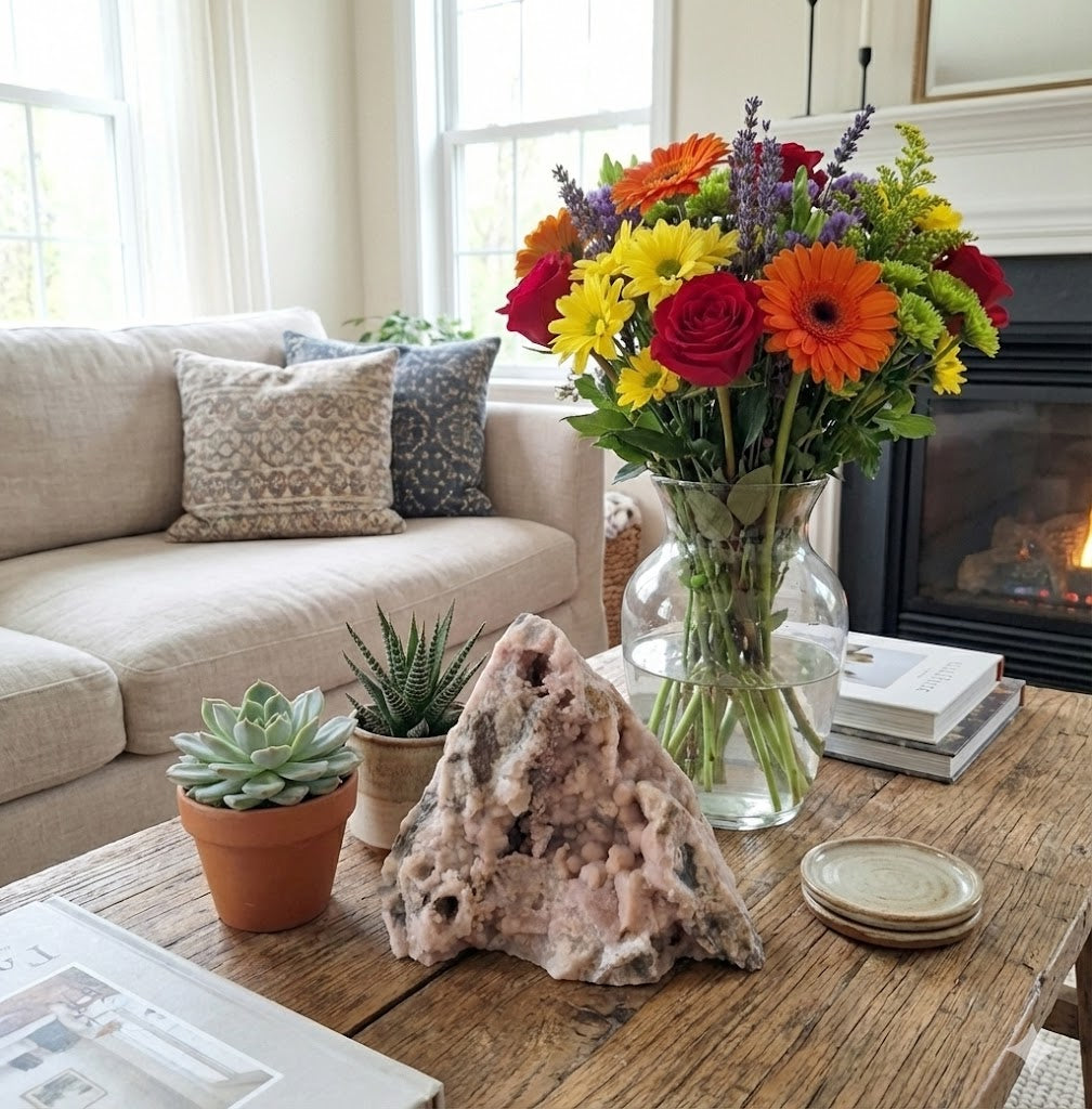 Peça Decorativa em Calcedônia Botrioidal Natural (1,455 kg) – Mineral Autêntico para Sala, Escritório e Ambientes Sofisticados - Doca Express