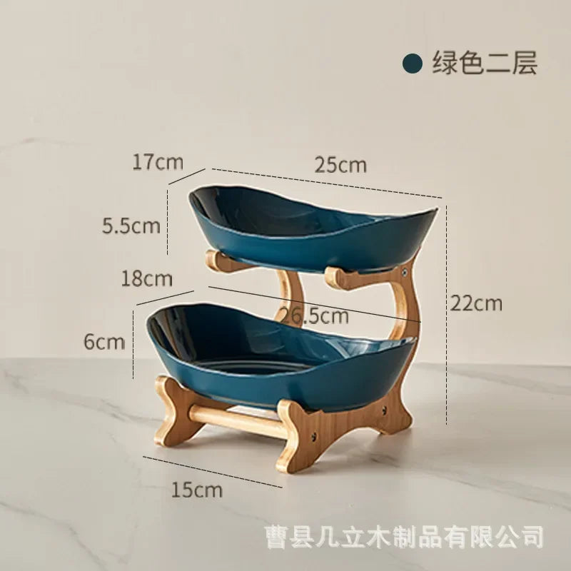 Creative fruit plate, European-style light luxury dried fruit plate, ,candy tray,bamboo and wood rack, household snack plate