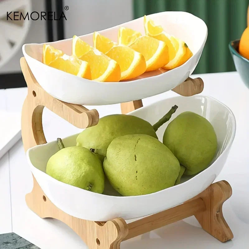 Creative fruit plate, European-style light luxury dried fruit plate, ,candy tray,bamboo and wood rack, household snack plate