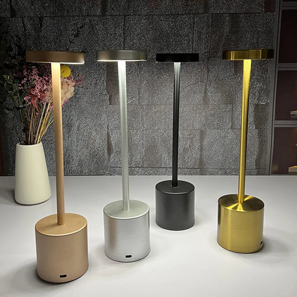 Classic Table Lamp USB Rechargeable Night Light Stepless Dimming Touch Desk Lamp 3 Colors Bedside Lamp Hotel Bar Decoration