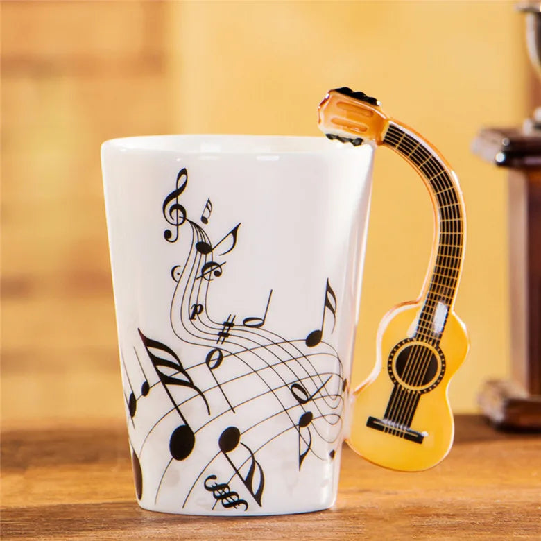 Cozinha - Caneca de 240ml Caneca de Cerâmica Guitarra Violino estilo bonito café chá leite stave canecas e copos com alça novidade presentes