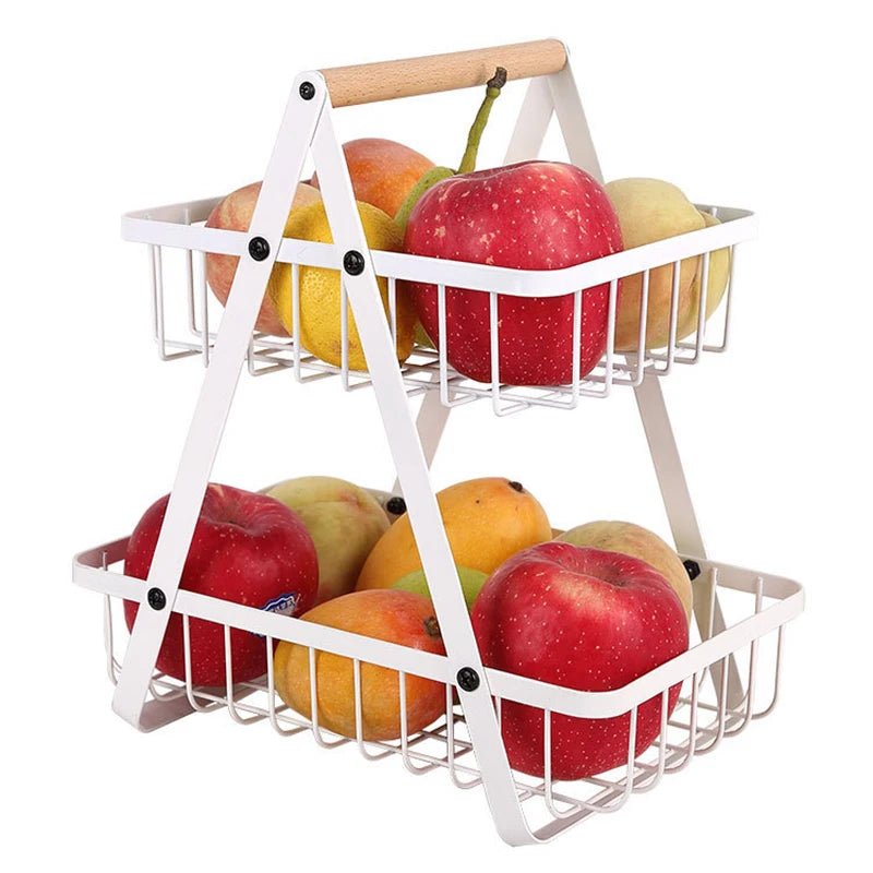 3-Tier Fruit Basket Metal Fruit Bowl Bread Baskets Countertop Vegatable Storage Stand for Kitchen