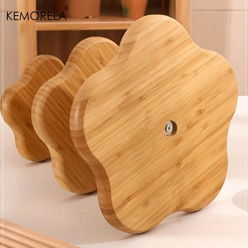 KEMORELA Flower Style Three/ Two Layer Dried Fruit Basket Wooden Dish Fruit Basket Snack Plate Candy Dessert Cake Stand Display