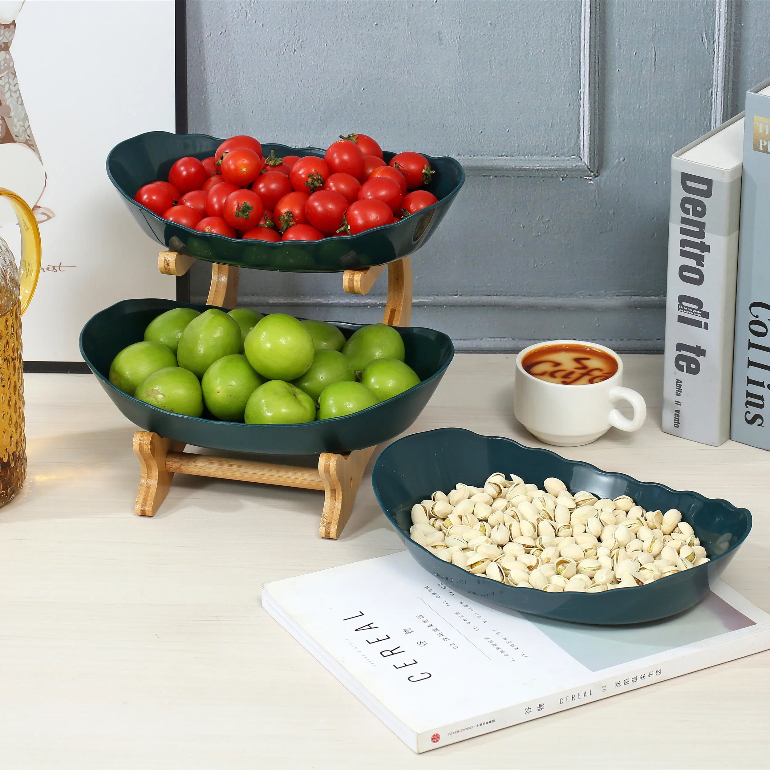 Layer Fruit Plate Home Living Room Plastic Snack Dish Creative Modern Dried Fruit Basket Candy Dish Cake Stand Salad Bowl