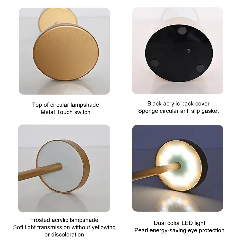 Classic Table Lamp USB Rechargeable Night Light Stepless Dimming Touch Desk Lamp 3 Colors Bedside Lamp Hotel Bar Decoration