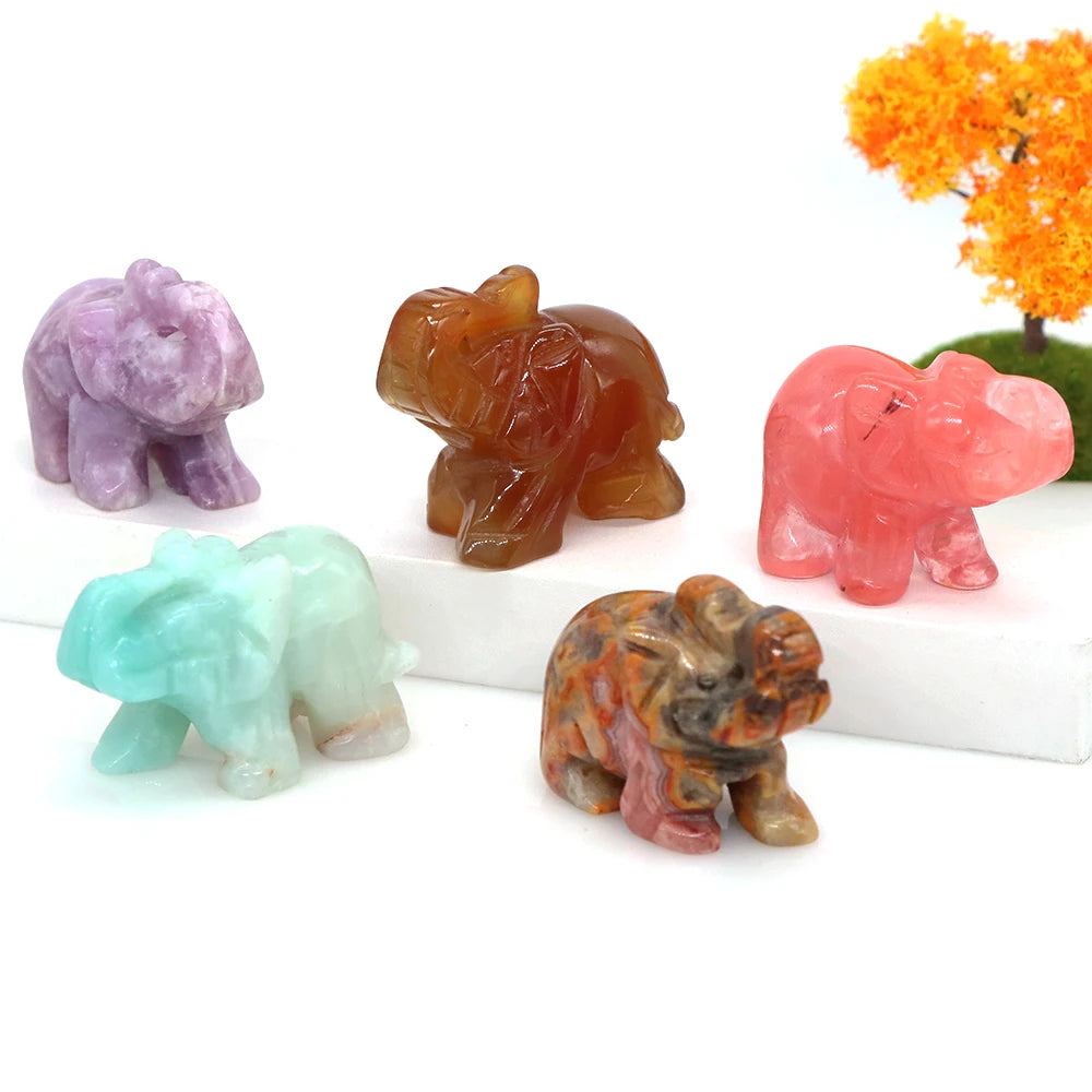 Miniatural Cristal Ametista Quartzo Pedra Precio Estátua de Elefante Pedra Natural Esculpida Artesanato Decoração para Sasa presente