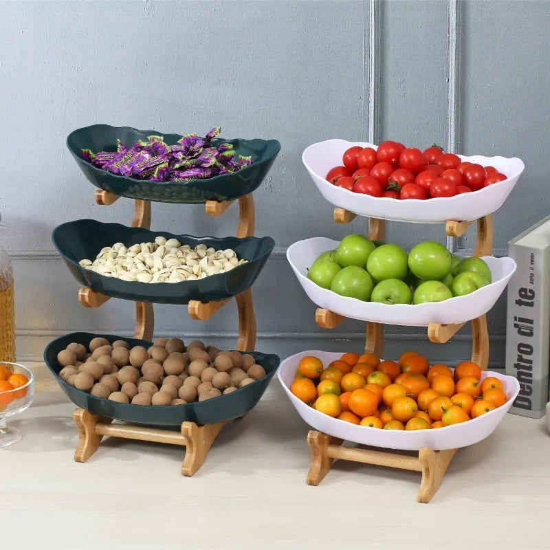 Layer Fruit Plate Home Living Room Plastic Snack Dish Creative Modern Dried Fruit Basket Candy Dish Cake Stand Salad Bowl