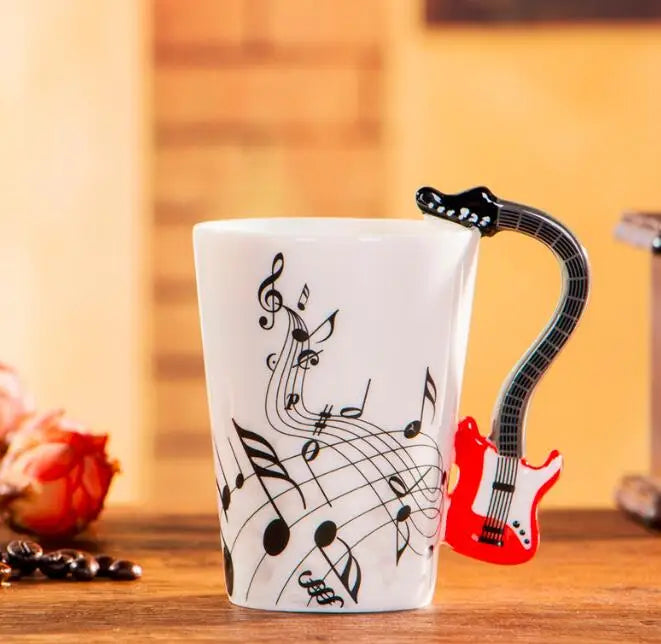 Cozinha - Caneca de 240ml Caneca de Cerâmica Guitarra Violino estilo bonito café chá leite stave canecas e copos com alça novidade presentes