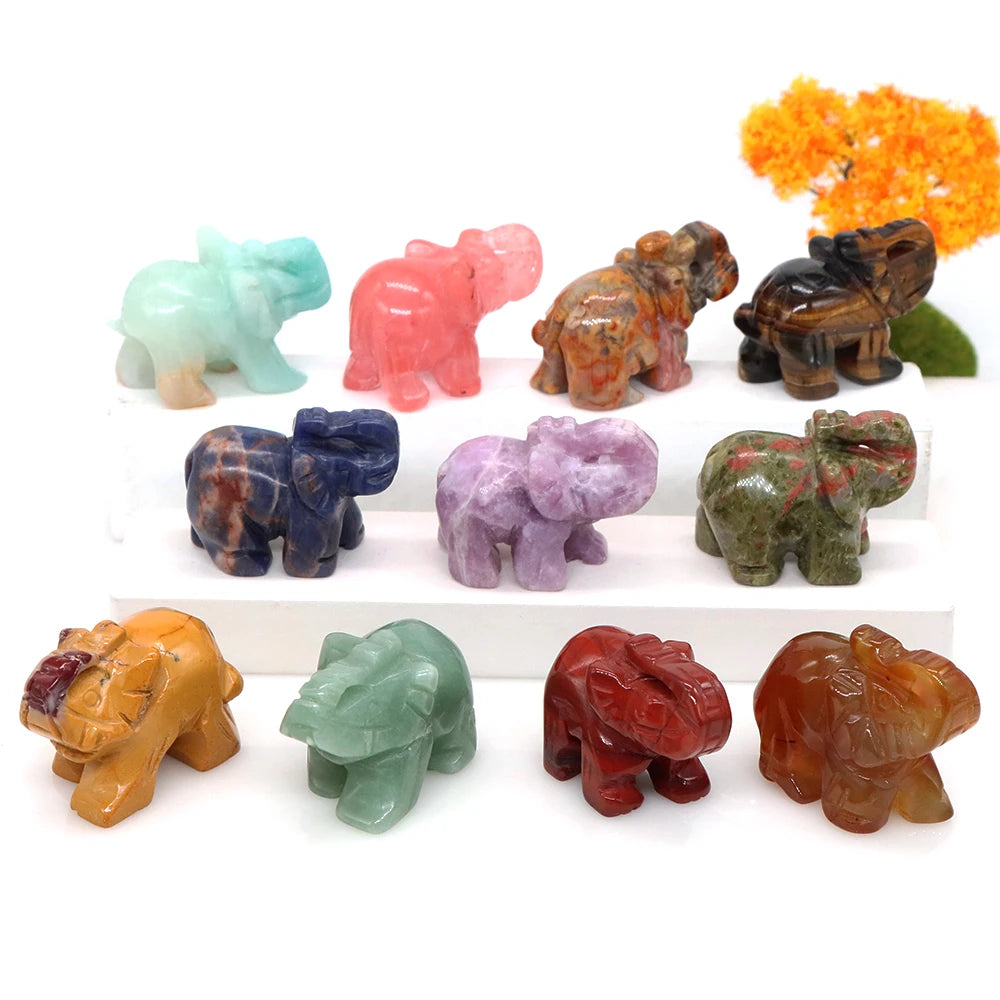 Miniatural Cristal Ametista Quartzo Pedra Precio Estátua de Elefante Pedra Natural Esculpida Artesanato Decoração para Sasa presente