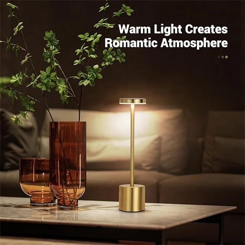 Classic Table Lamp USB Rechargeable Night Light Stepless Dimming Touch Desk Lamp 3 Colors Bedside Lamp Hotel Bar Decoration