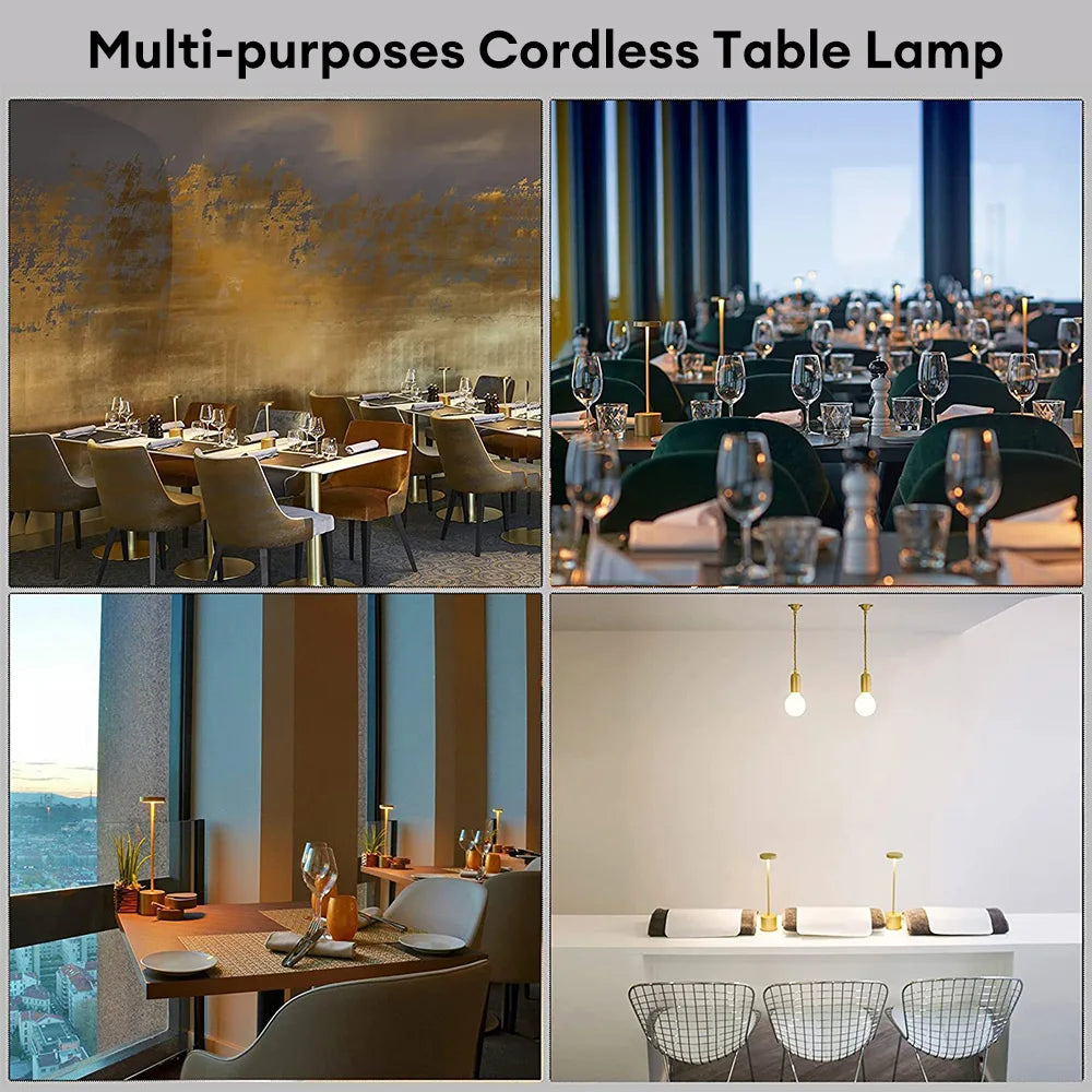 Classic Table Lamp USB Rechargeable Night Light Stepless Dimming Touch Desk Lamp 3 Colors Bedside Lamp Hotel Bar Decoration