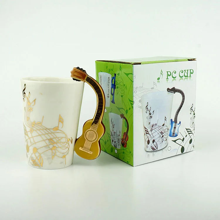 Cozinha - Caneca de 240ml Caneca de Cerâmica Guitarra Violino estilo bonito café chá leite stave canecas e copos com alça novidade presentes