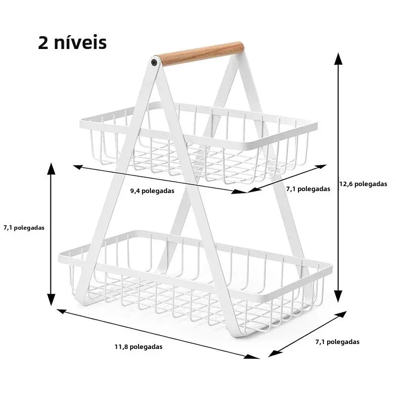 3-Tier Fruit Basket Metal Fruit Bowl Bread Baskets Countertop Vegatable Storage Stand for Kitchen