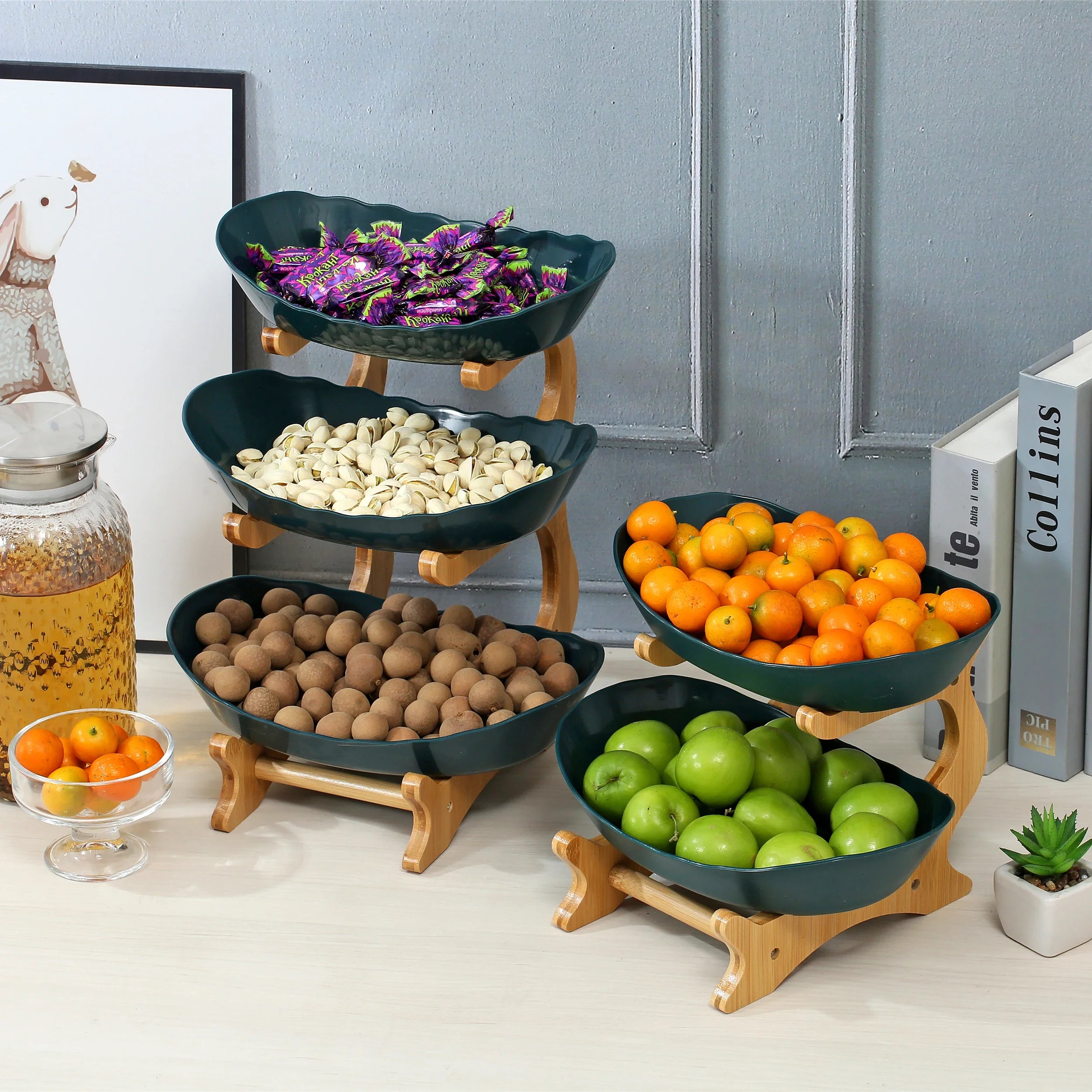 Layer Fruit Plate Home Living Room Plastic Snack Dish Creative Modern Dried Fruit Basket Candy Dish Cake Stand Salad Bowl