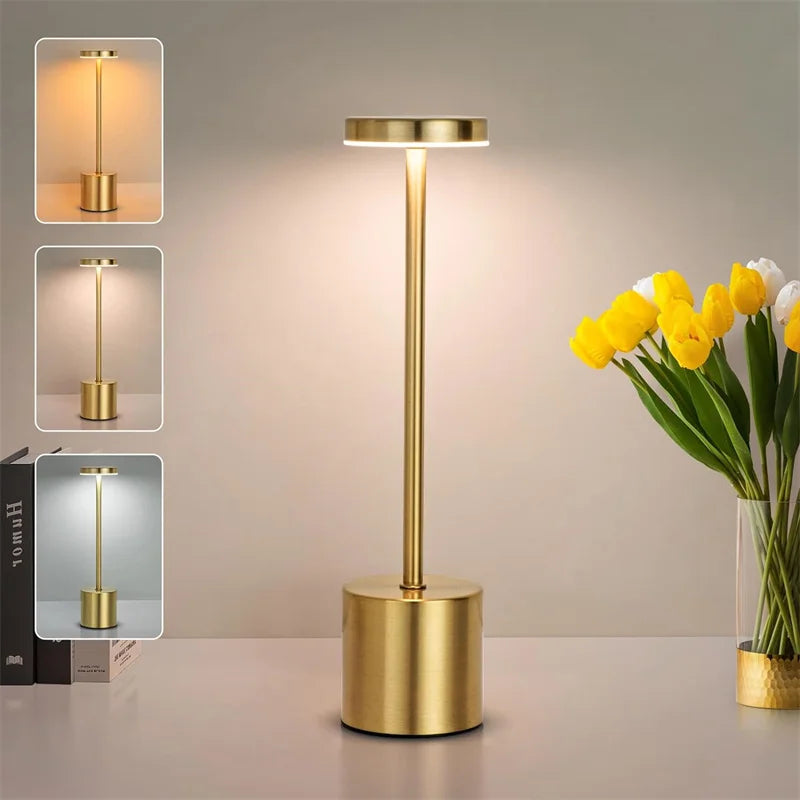 Classic Table Lamp USB Rechargeable Night Light Stepless Dimming Touch Desk Lamp 3 Colors Bedside Lamp Hotel Bar Decoration