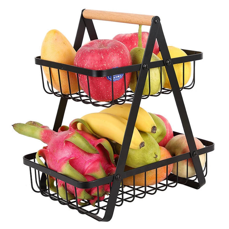 3-Tier Fruit Basket Metal Fruit Bowl Bread Baskets Countertop Vegatable Storage Stand for Kitchen