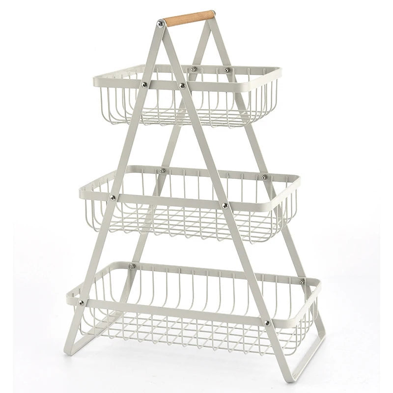 3-Tier Fruit Basket Metal Fruit Bowl Bread Baskets Countertop Vegatable Storage Stand for Kitchen