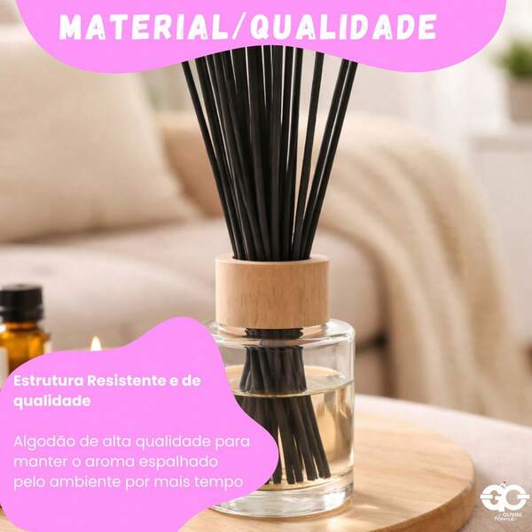 kits de 20 Varetas de Fibra de algodão 25 cm para Difusor Aromatizador de Ambientes - Doca Express
