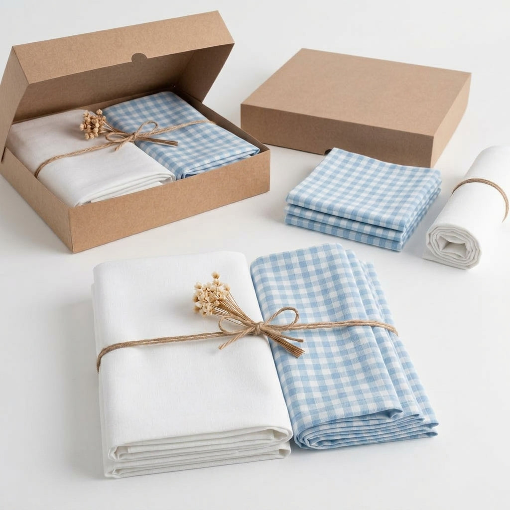 Kit Mesa Posta Provençal Elegance Branco com Babado e 4 Guardanapos Xadrez Colorido – Caminho de Mesa Premium 40x200 cm - Doca Express