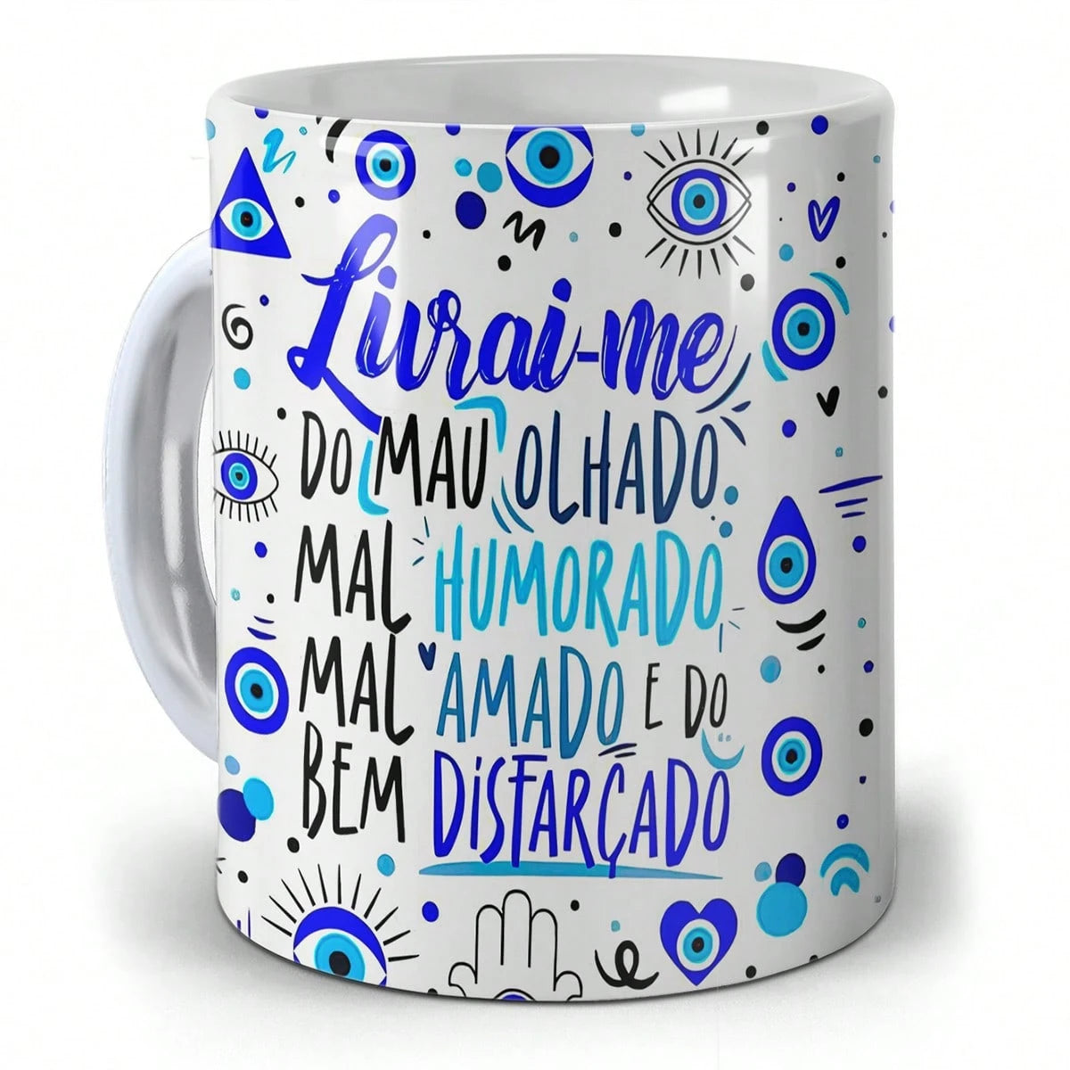 Caneca Branca Livra-me do mal olhado