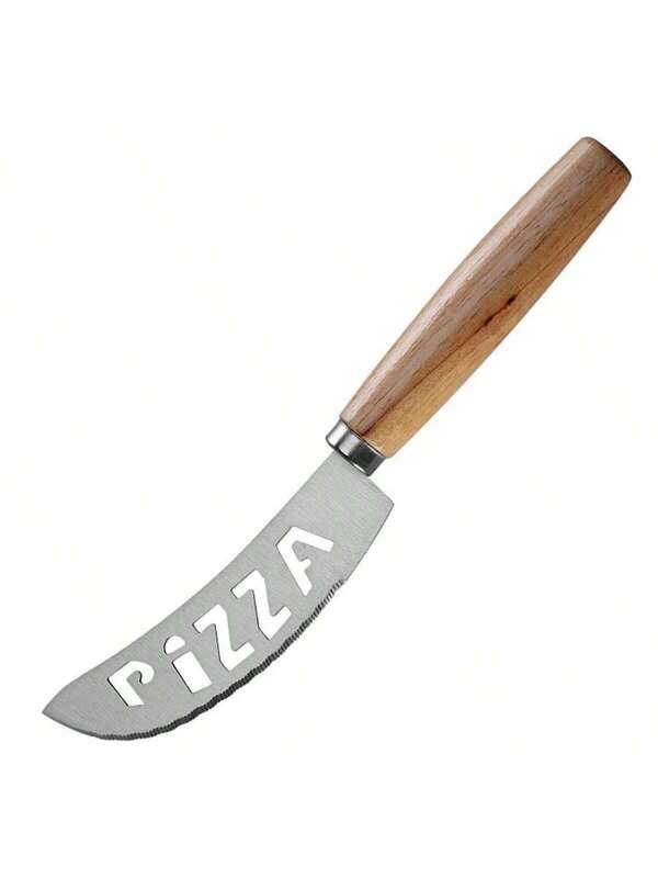 Kits Cortador de Pizza em Aço Inox com Cabo de Madeira + Faca Serrilhada Profissional -2 Peças - Doca Express Cozinha