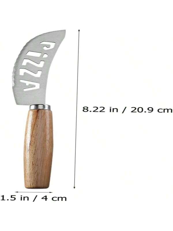 Kits Cortador de Pizza em Aço Inox com Cabo de Madeira + Faca Serrilhada Profissional -2 Peças - Doca Express Cozinha