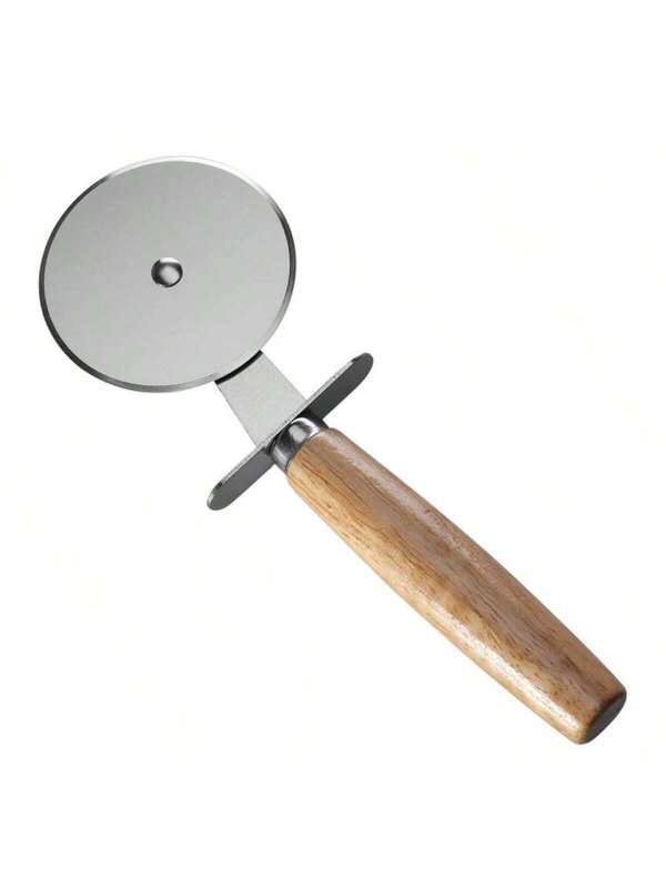 Kits Cortador de Pizza em Aço Inox com Cabo de Madeira + Faca Serrilhada Profissional -2 Peças - Doca Express Cozinha