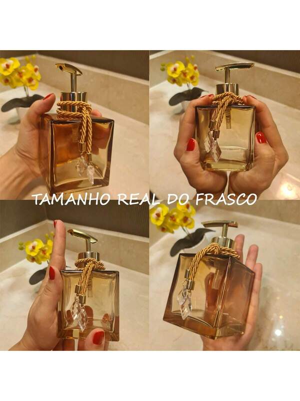 Kit Lavabo Decorativo Premium Vidro Âmbar com Bandeja e Difusor 250ml