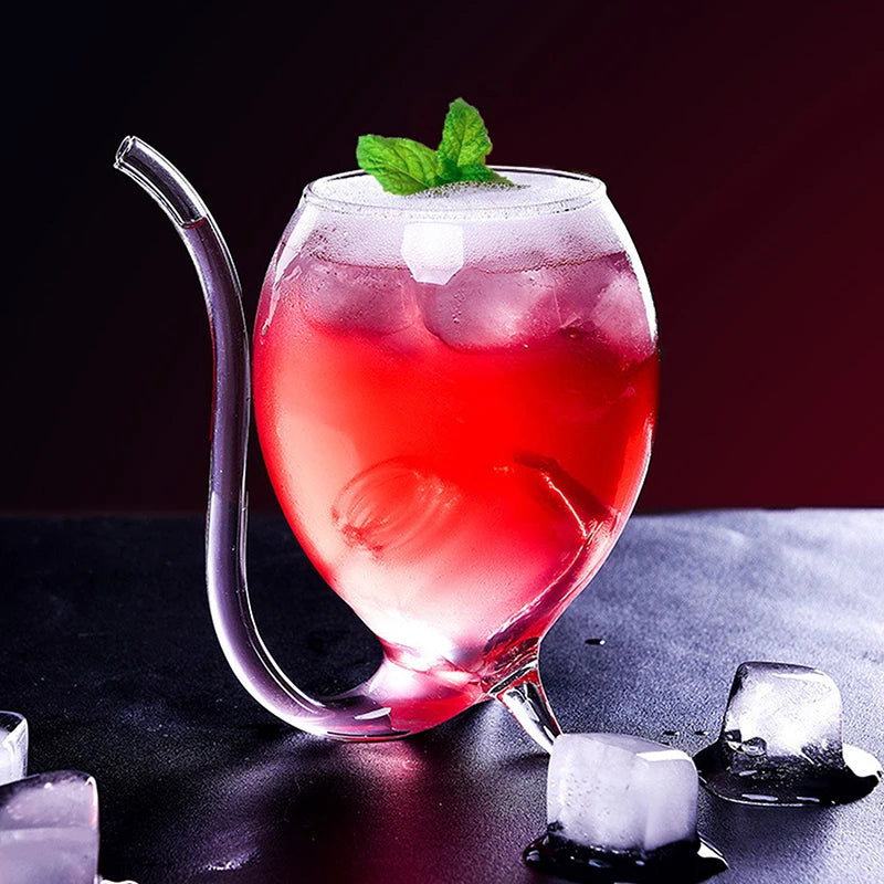 1 peça taça de vidro de alta qualidade para vinho, uísque, tubo criativo para beber suco, canudo de vinho resistente ao calor casa cozinha decoração 