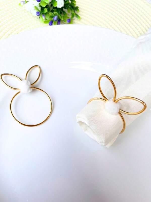 Anel Porta Guardanapo Coelho Dourado | Mesa Posta Páscoa