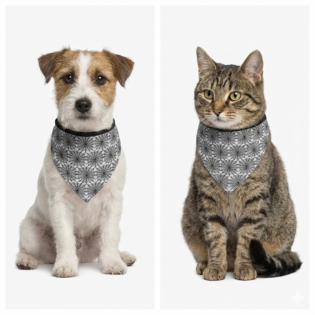 Bandana Pet Coleção Spider Mystic – Estampa Digital Teia de Aranha | Dupla Face | Ajustável e Confortável | Acessório Fashion para Cachorros e Gatos | Doca Express