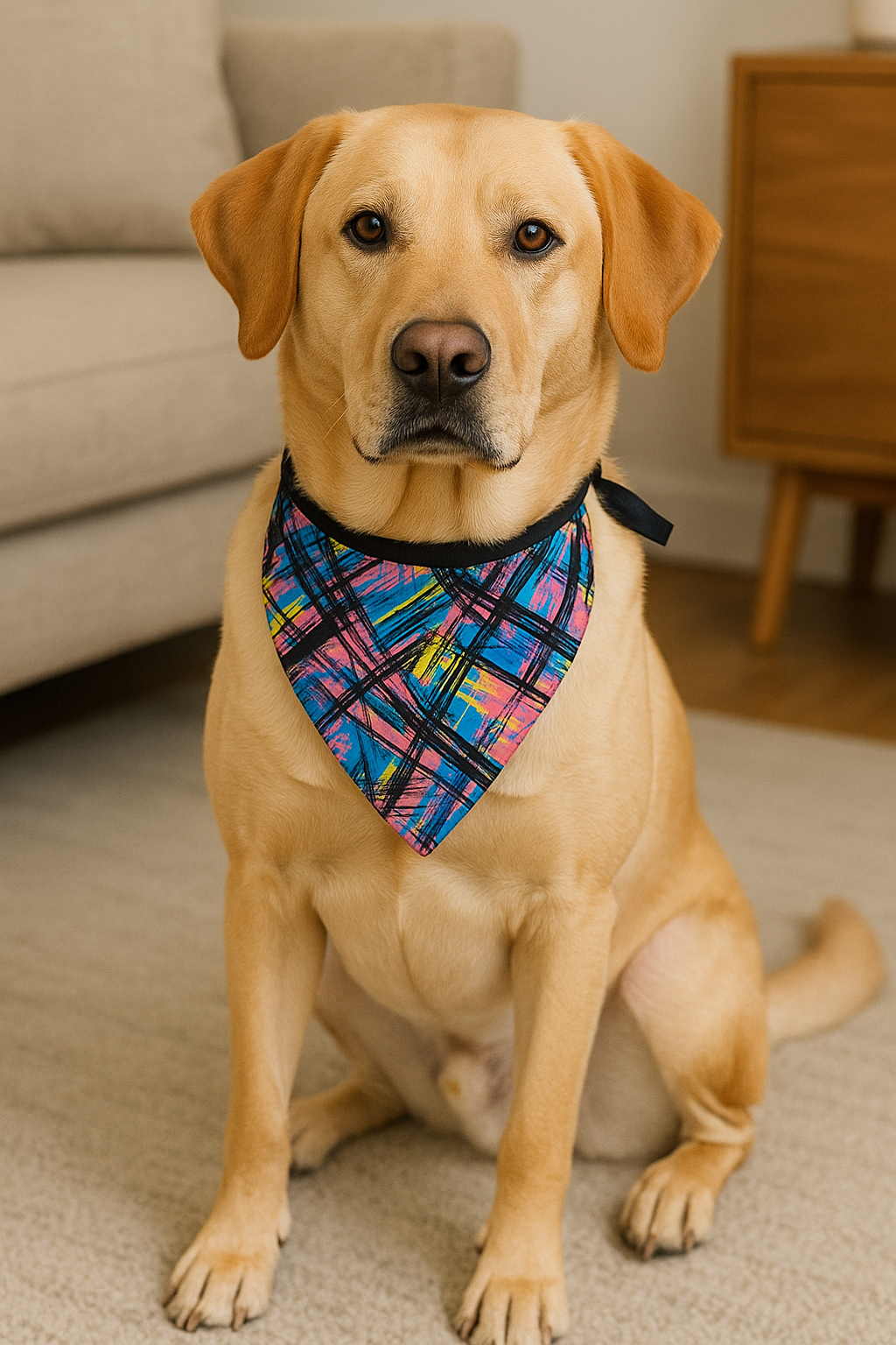 Bandana Pet Estampa Digital - Coleção Colorful Graffiti – Tamanho P/M/G | Moderna, Confortável, Dupla Face e Ajustável | Para Cachorros e Gatos | Acessório Estiloso e Lavável - Doca Express