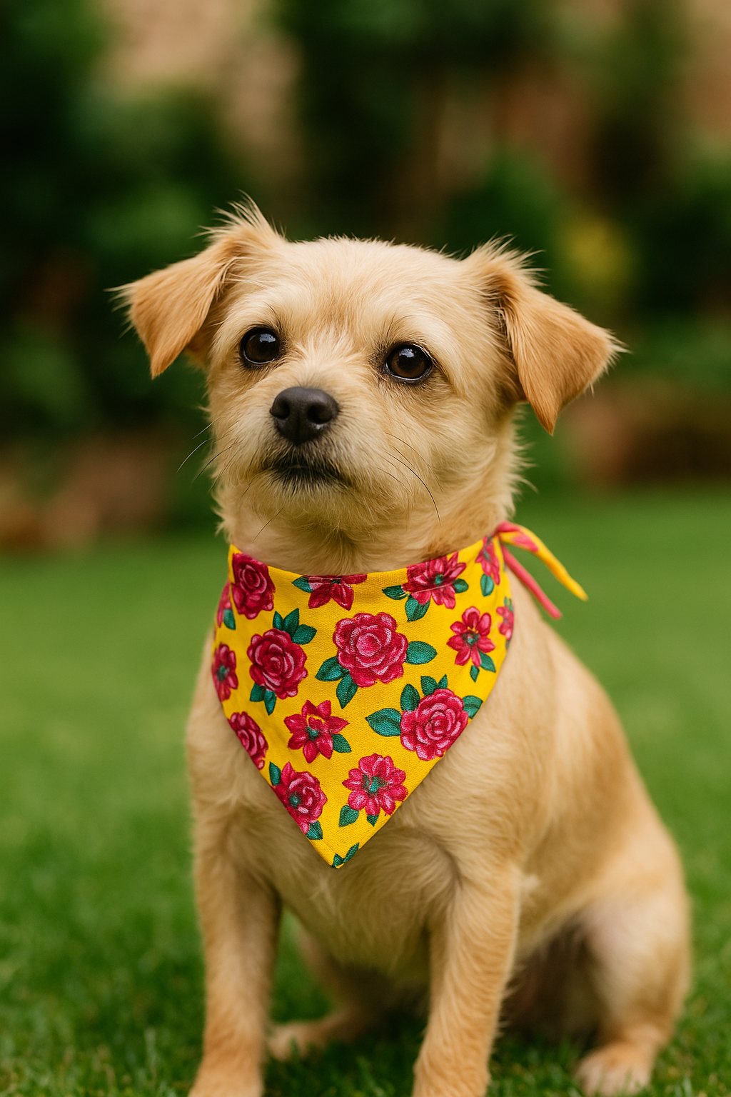 Bandana Pet Estampa Floral - Coleção Flores do Sol – Tamanhos P/M/G | Confortável, Ajustável e Lavável | Para Cachorros e Gatos – Acessório Fashion para Passeios e Fotos - Doca Express