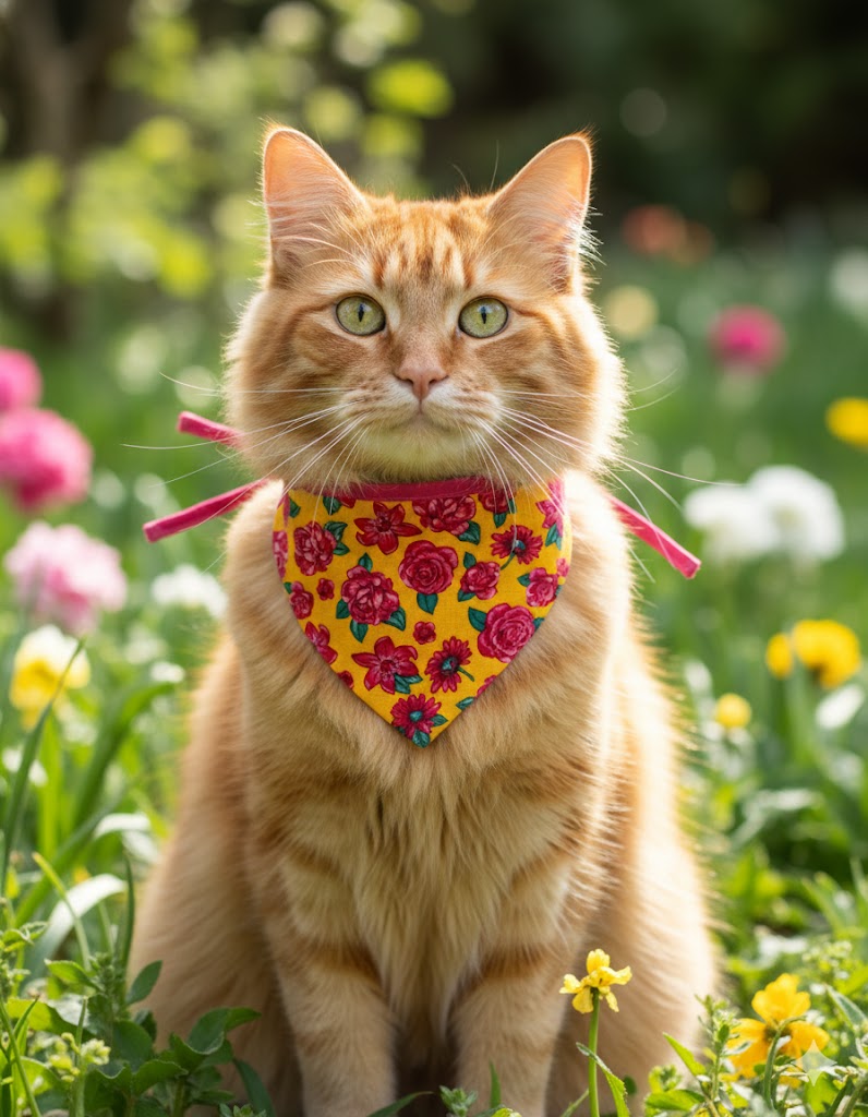 Bandana Pet Estampa Floral - Coleção Flores do Sol – Tamanhos P/M/G | Confortável, Ajustável e Lavável | Para Cachorros e Gatos – Acessório Fashion para Passeios e Fotos - Doca Express